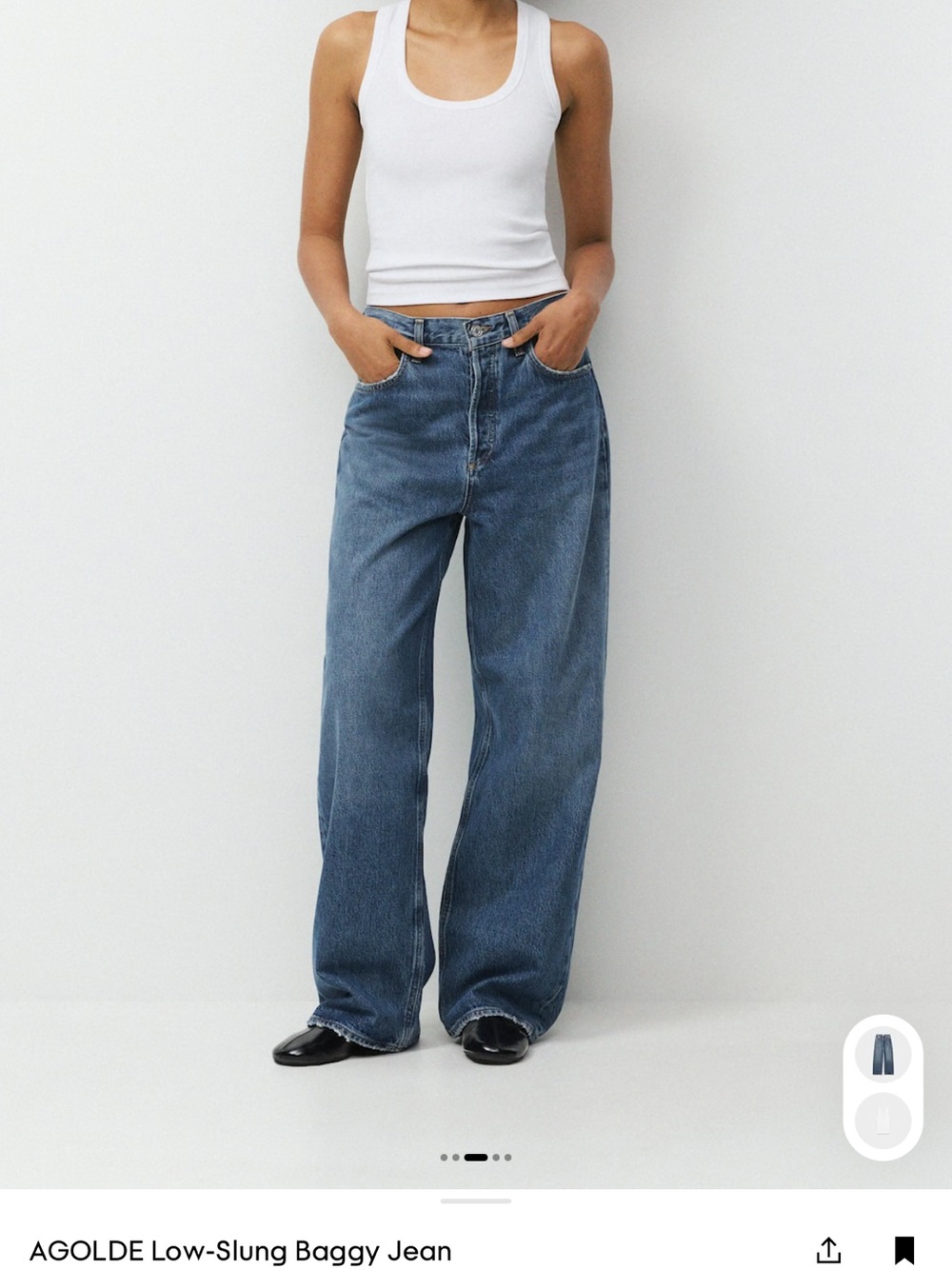 Agolde Women’s Baggy Low-Slung Jeans in Medium Blue Denim